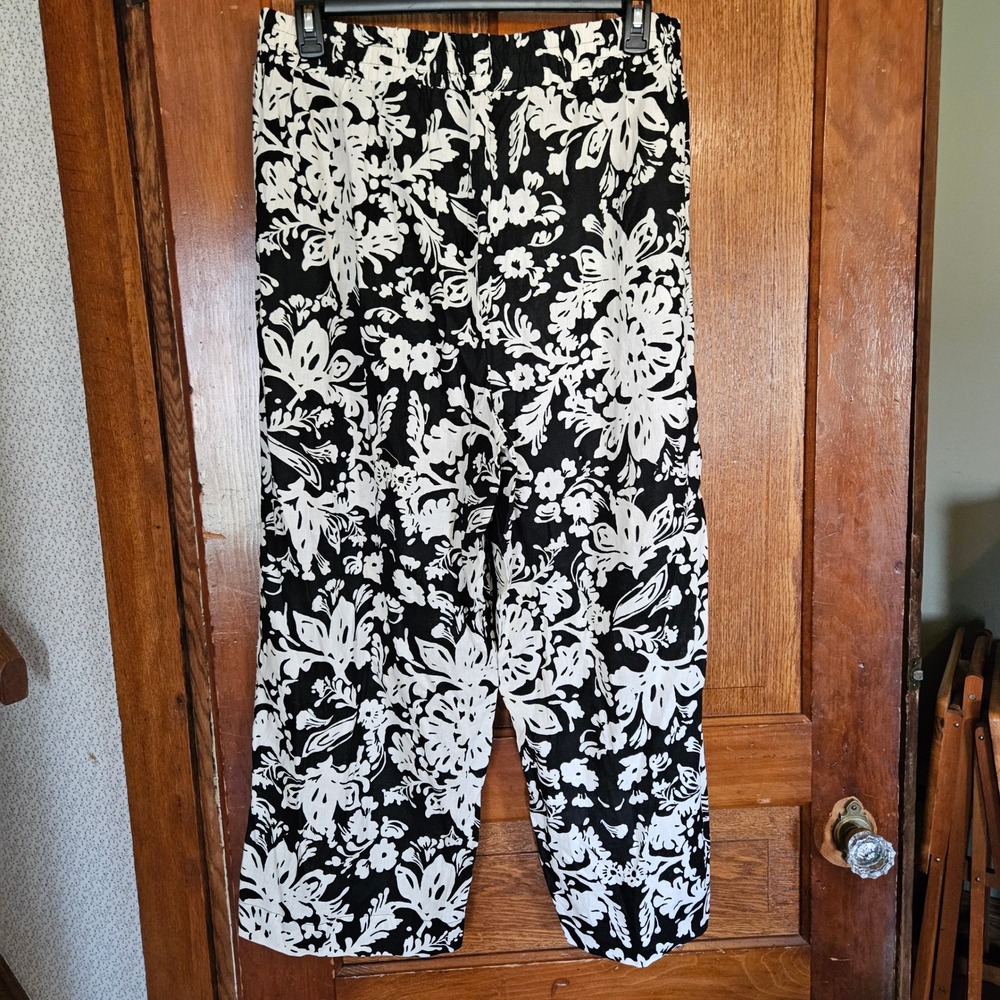 Christian Siriano New York Womens 2X Black‎ White Floral Wide Leg Pants NWT - Picture 8 of 8